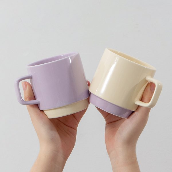 European-style macaroon coffee mugs with white porcelain