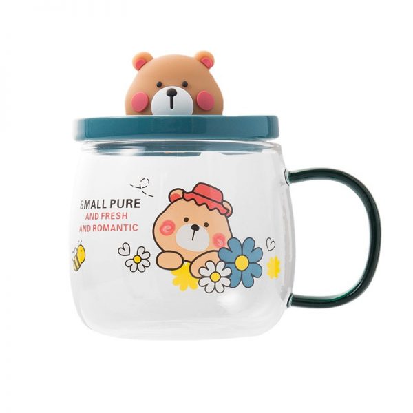 Bear glass mug and cup