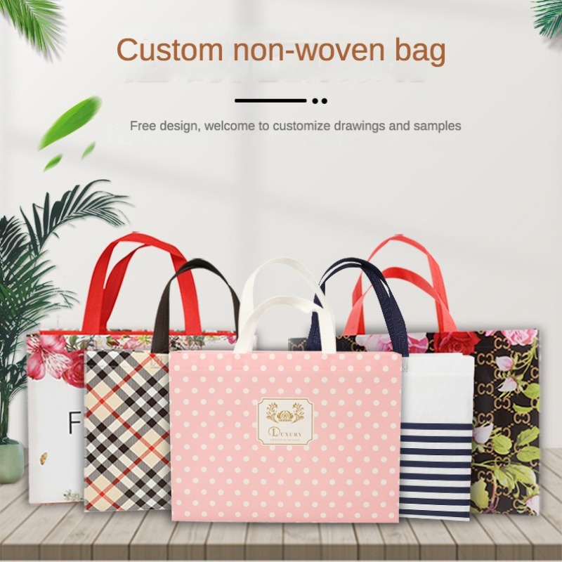 Non Woven Tote Bag Custom Colorful Laminated Non Woven Shopping Tote Bag Clothing Gift Advertising Bag Custom Printed Logo