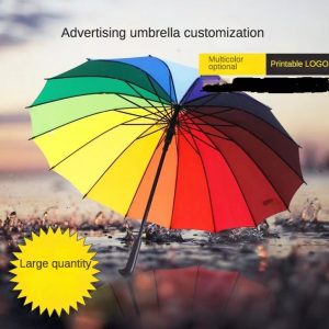 16 Bone Cute Personalized Rainbow Umbrellas Wholesale Customized Advertising Umbrellas for Two Large Men and Women Couples Outdoor Umbrellas