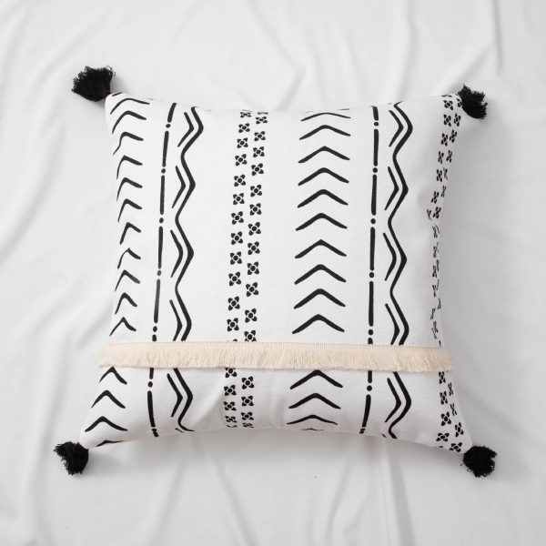 Pure cotton woven Bohemian national wind pillow simple office waist pillow bedside cushion sofa pillow cover customization
