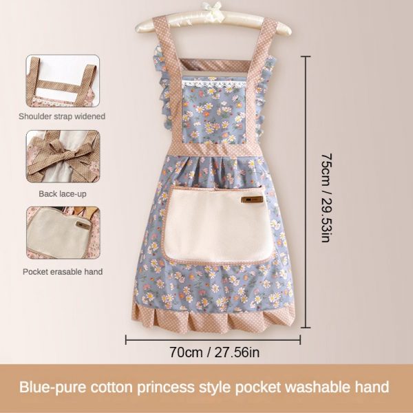 New Flower Princess Apron Women's Customized Logo High Grade Home Waterproof and Oil proof PVC Hand Wiping Skirt Wholesale