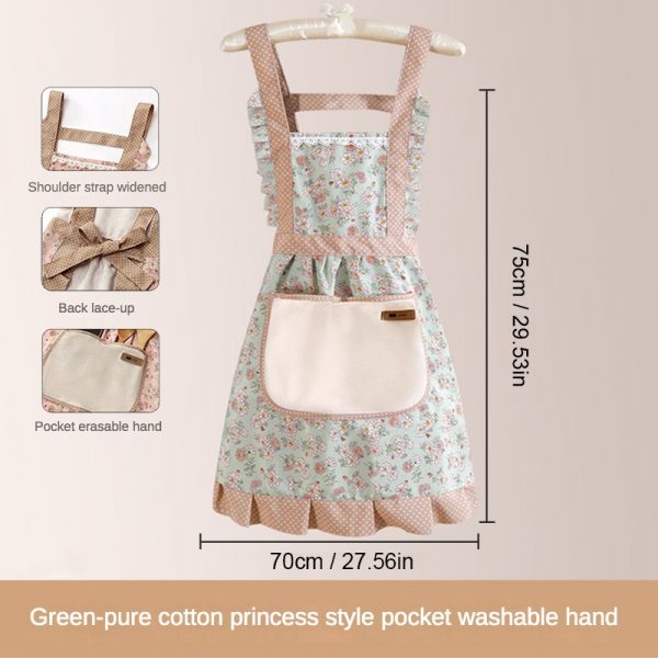 New Flower Princess Apron Women's Customized Logo High Grade Home Waterproof and Oil proof PVC Hand Wiping Skirt Wholesale