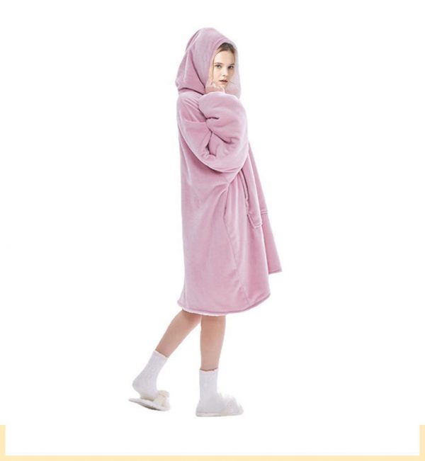 Custom Lambswool Slip-on Blanket Hoodie Blanket BSCI Certified Sweatshirt Blanket Flannel Hood