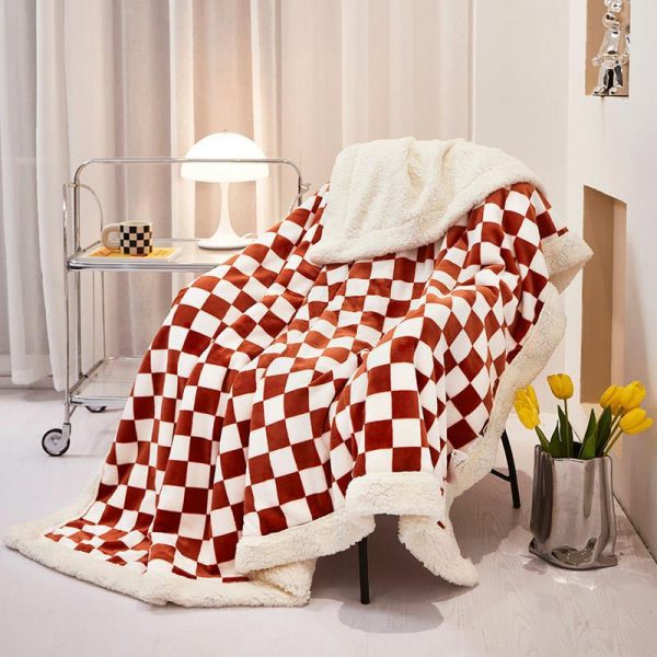 Double padded flannel checkerboard blanket custom blanket gift lambswool blanket