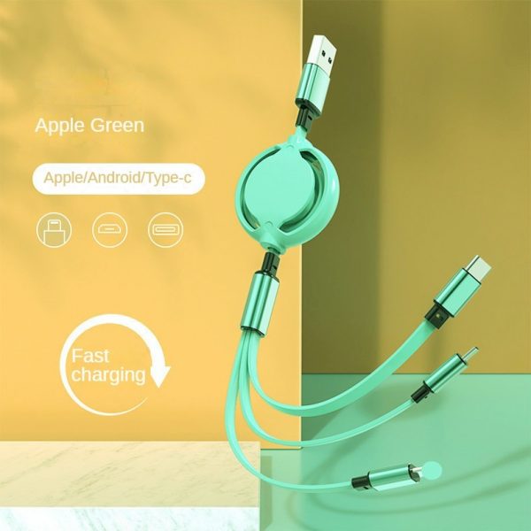 Gift double-sided printing LOGO one-to-three telescopic data cable suitable for Apple Android type-c three-in-one charging cable